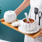 Creative Ceramic Pumpkin Cup, Steamed Egg Cup, Stewed Pot with Cover, Pure White Mini Bird&