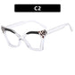 Irregular cat eye color blocked eyeglass frame, new flat lens, plain color, anti blue light glasses