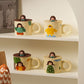 Creative Cute Mug with Lid Ceramic Distinctive Couple Water Mug Vintage Cartoon Girl Printed