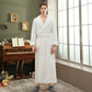 Autumn and winter extended thick couple bathrobe flannel waist cinched nightgown women&