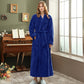 Autumn and winter extended thick couple bathrobe flannel waist cinched nightgown women&