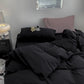 Cotton Dyed Washed Cotton Bedding Set Pure Cotton A Class Flat Sheet Quilt Cover Fitted Sheet Quilt Cover Three-Piece Set Striped
