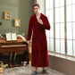 Autumn and winter extended thick couple bathrobe flannel waist cinched nightgown women&