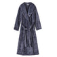 Autumn and winter extended thick couple bathrobe flannel waist cinched nightgown women&