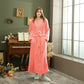 Autumn and winter extended thick couple bathrobe flannel waist cinched nightgown women&
