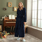 Autumn and winter extended thick couple bathrobe flannel waist cinched nightgown women&