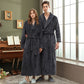 Autumn and winter extended thick couple bathrobe flannel waist cinched nightgown women&