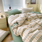 Cotton Dyed Washed Cotton Bedding Set Pure Cotton A Class Flat Sheet Quilt Cover Fitted Sheet Quilt Cover Three-Piece Set Striped