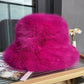 Versatile long haired fisherman hat, Korean version, face enhancing small bucket hat, warm and thick basin hat