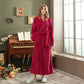 Autumn and winter extended thick couple bathrobe flannel waist cinched nightgown women&