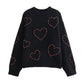 Fashionable semi high neck long sleeved nail drill black knit sweater pullover jacket