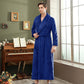 Autumn and winter extended thick couple bathrobe flannel waist cinched nightgown women&