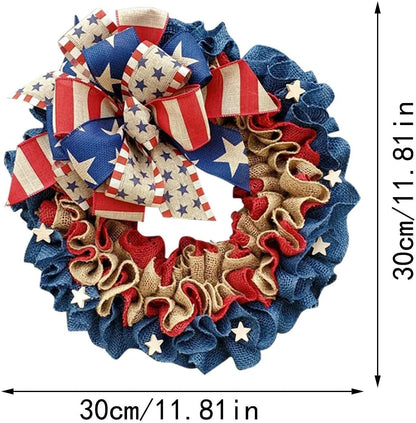 Patriotic Red White Blue Ribbon American Flag Garland