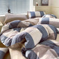 Cotton Dyed Washed Cotton Bedding Set Pure Cotton A Class Flat Sheet Quilt Cover Fitted Sheet Quilt Cover Three-Piece Set Striped
