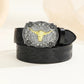 Western Cowboy Belt Versatile Bull Head Big Board Buckle Cowboy Carving Ethnic Style Male Punk PU Leather Belt