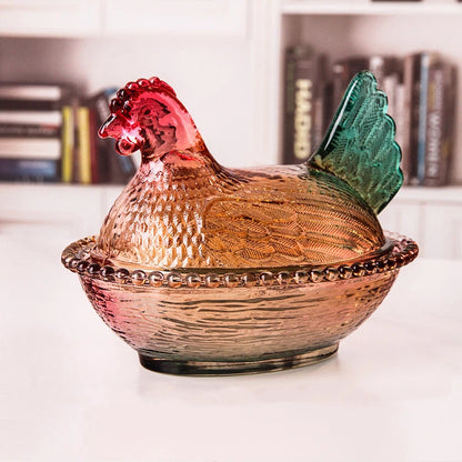 Glass storage jar glass chicken candy snack jar