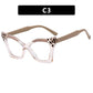 Irregular cat eye color blocked eyeglass frame, new flat lens, plain color, anti blue light glasses