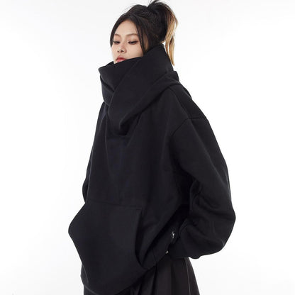 Hooded sweatshirt for women loose and lazy thick and plush warm top jacket