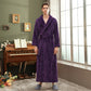 Autumn and winter extended thick couple bathrobe flannel waist cinched nightgown women&