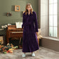 Autumn and winter extended thick couple bathrobe flannel waist cinched nightgown women&