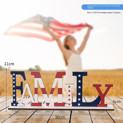 Scene Decoration Wooden English Letters 4th of July Table Print Decorative Ornaments