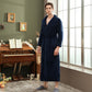 Autumn and winter extended thick couple bathrobe flannel waist cinched nightgown women&