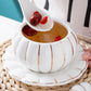 Creative Ceramic Pumpkin Cup, Steamed Egg Cup, Stewed Pot with Cover, Pure White Mini Bird&