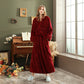 Autumn and winter extended thick couple bathrobe flannel waist cinched nightgown women&