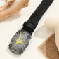 Western Cowboy Belt Versatile Bull Head Big Board Buckle Cowboy Carving Ethnic Style Male Punk PU Leather Belt