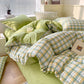 Cotton Dyed Washed Cotton Bedding Set Pure Cotton A Class Flat Sheet Quilt Cover Fitted Sheet Quilt Cover Three-Piece Set Striped