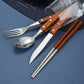 304 Rosewood Knife, Fork, Spoon, Stainless Steel Tableware, Solid Wood Handle, Steak Knife, Fork, Spoon, Dessert Spoon, Chopstic